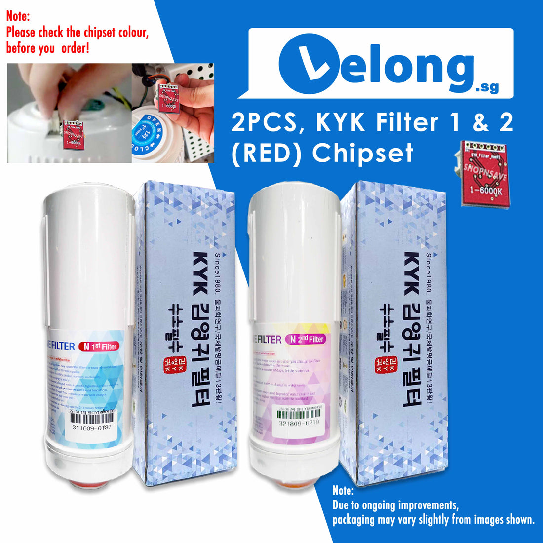 BUNDLE: KYK FILTER 1 &amp; 2, KYK ALKALINE IONIZER - REPLACEMENT CARTRIDGE  FILTER N1 + N2, FILTER 1 + FILTER 2 [RED Chipset 6000K + 9000K]