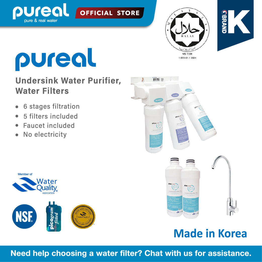 Pureal PPU200 UTS UnderSink Water Purifier *FREE additional 2PCs Filter 1