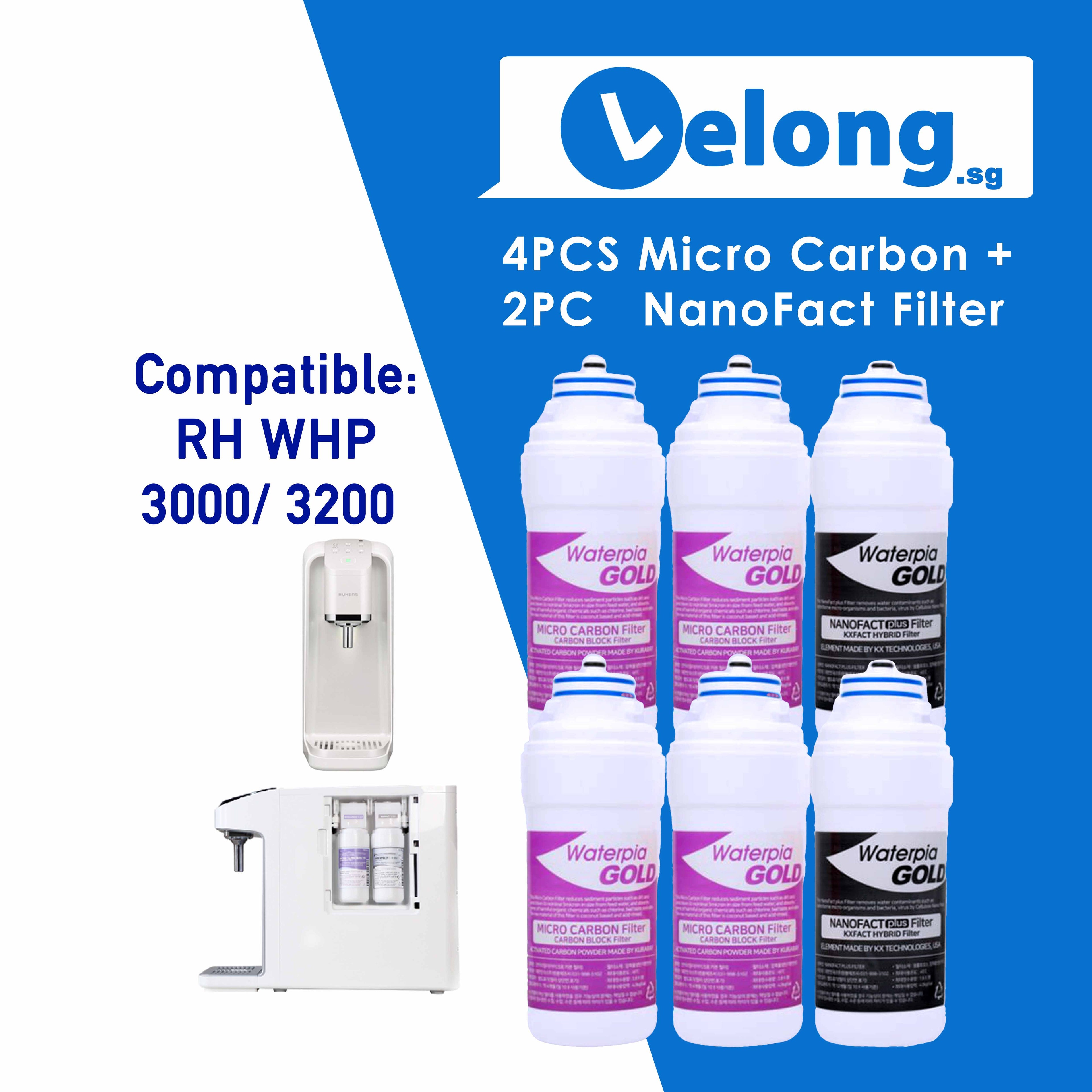 RH V series 3000  &amp; RH 2300 &amp; Hydroflux replacement Filter Cartridges Only, Filter 1, 3-in-1 Micro Carbon Filter + Filter 2, NanoFact Filter