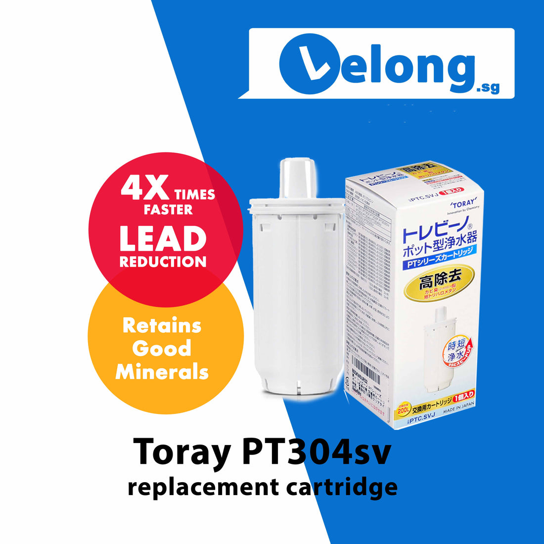 Torayvino pitcher 2L, PTC.SVJ replacement toray pitcher cartridge